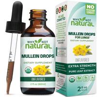 Why Not Natural Organic Mullein Drops for Lungs, USDA Organic, Vegan & GMO-Free, 2 fl oz, Unflavored