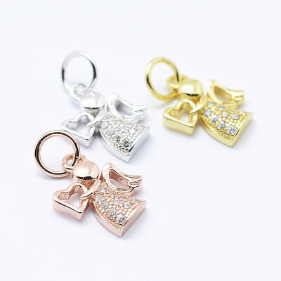 Brass Micro Pave Cubic Zirconia Charms