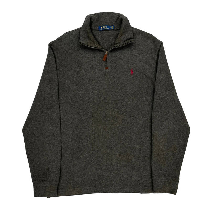 Ralph Lauren 1/4 Zip - Large Grey Cotton