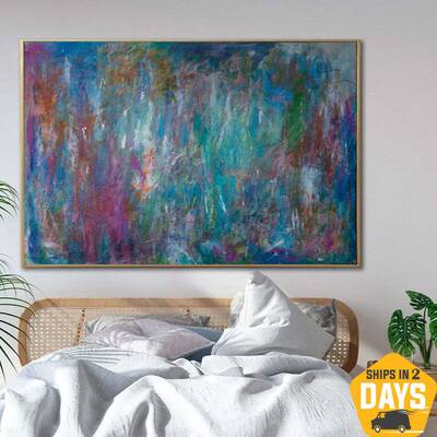 Large Colorful Oil Painting Acrylic Blue Canvas Art Large Acrylic Painting On Canvas Modern Living Room Wall Decor | HOLIDAY ...