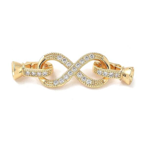 Brass Micro Pave Clear Cubic Zirconia Fold Over Clasps