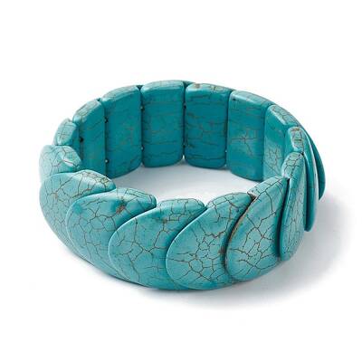 Synthetic Turquoise Beaded Stretch Bracelets