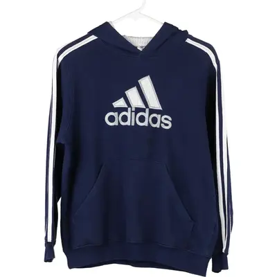Age 12 Adidas Spellout Hoodie - Large Navy Cotton Blend
