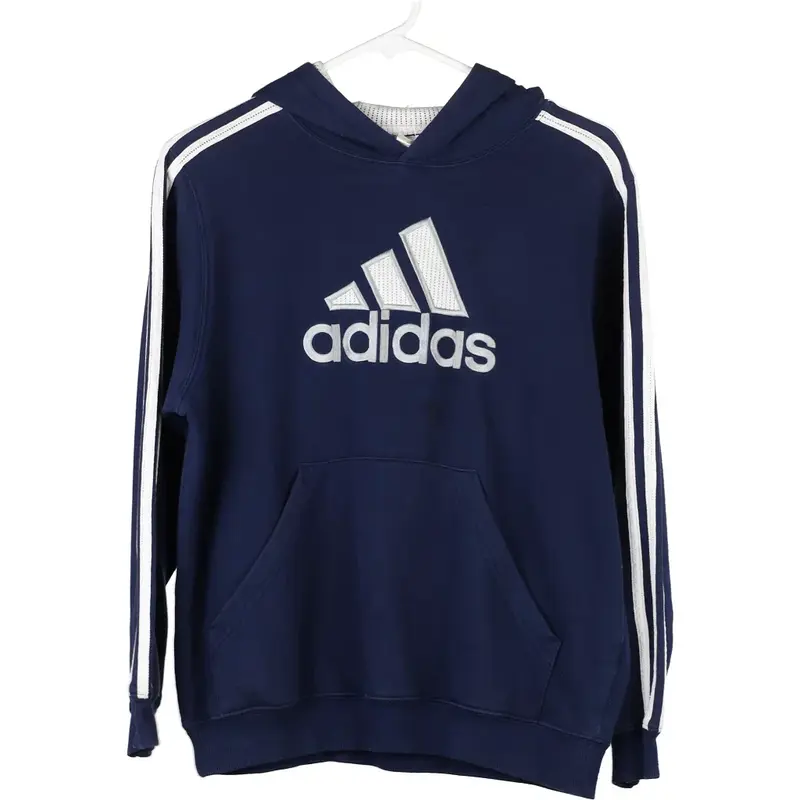 Age 12 Adidas Spellout Hoodie - Large Navy Cotton Blend