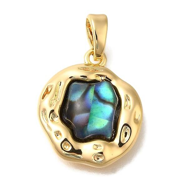 Brass Pave Paua Shell Pendants