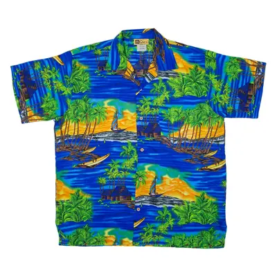 IN GEAR Mens Shirt Blue Silk Floral L