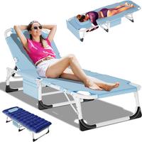 DoCred Face Down Folding Tanning Chair with Cushion,Oversized 5-Position Recliner, Detachable Pillow, Portable Chaise Lounge ...