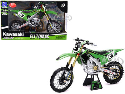Kawasaki KX 450F Dirt Bike Motorcycle 3 Eli Tomac Green and Black \