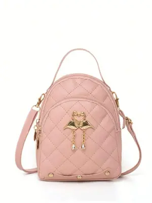 Fashionable Quilted Backpack, Casual Pu Leather Zipper Backpack for Women & Girls, Casual Trendy Versatile High-quality Dail...