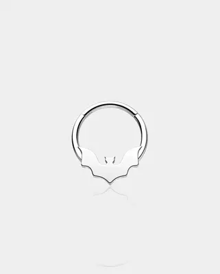 Flat Bat Halloween Daith Septum Ring - Silver / 8mm