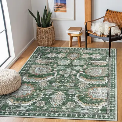 Garvee Washable 9x12 Area Rugs, Vintage Large Indoor Rugs for Living Room Bedroom or Dining Room, Ultra-Thin Soft Non-Slip Fl...