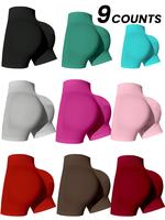 Women's Solid High Waist Sports Shorts, Sporty Comfy Breathable Skinny Athletic Shorts for Yoga Gym Workout Running, Gym Legg...