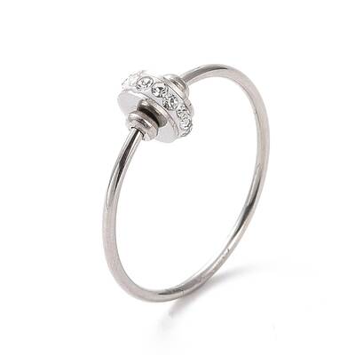 Crystal Rhinestone Flat Round Finger Ring
