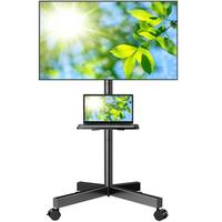 Mobile TV Stand for 23-60 Inch LCD LED Flat/Curved Panel Screen TVs, 15° Tilt TV Cart Holds up to 88Lbs Portable Stand with ...