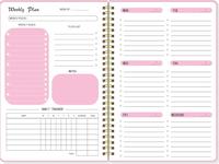 Undated Weekly Planner - Goals Notebook with A5 Spiral Design, 5.8 x 8.0 Inches, Pink Color, Ideal for Daily Planning and Goa...