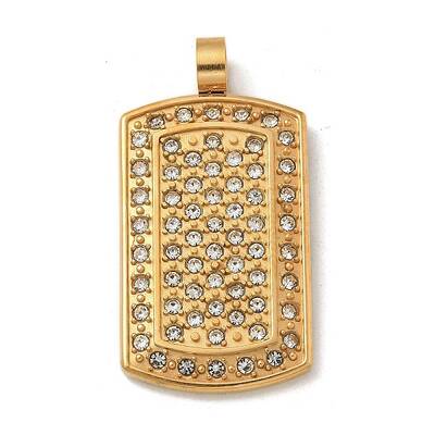 Ion Plating(IP) 304 Stainless Steel Rhinestone Stamping Blank Tag Pendants
