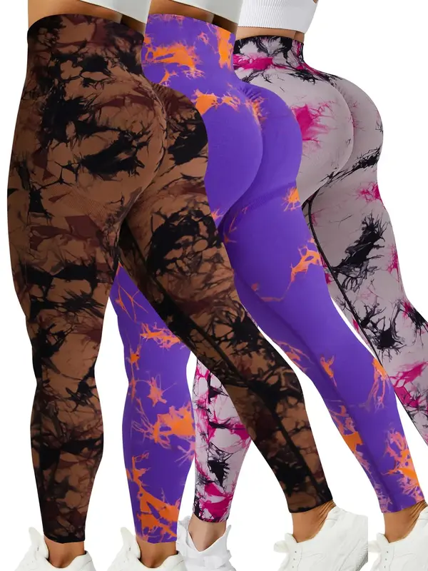 Women's Tie Dye Print High Waist Sports Leggings, Sport Seamless Yoga Leggings, Ladies' Sportswear Clothing, Gymclothes, Work...