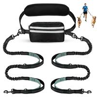 Hands Free Dog Leash with Pouch, 1pc Retractable Bungee Dog Leash with Double Padded Handles, Dog Waist Leash for Dog Walking...