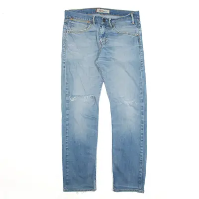 LEVI'S 504 Distressed Blue Denim Regular Straight Jeans Mens W31 L32