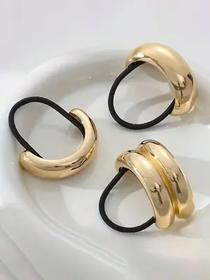 Women's Metal Hair Tie Set, Elegant Style Hair Accessories for Women & Girls, Minimalist Headwear Suitable for Thick Hair