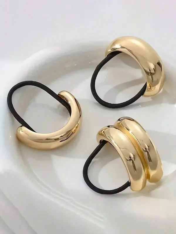 Women's Metal Hair Tie Set, Elegant Style Hair Accessories for Women & Girls, Minimalist Headwear Suitable for Thick Hair