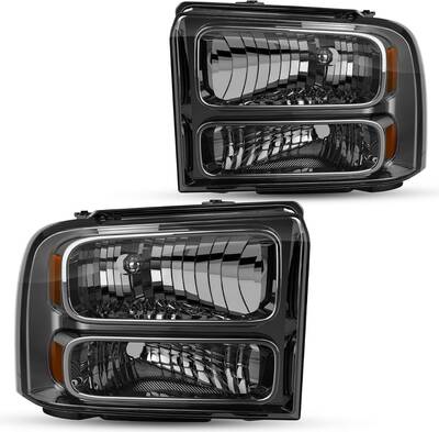 YITAMOTOR® Headlights Assembly Compatible with 2005-2007 Ford F250 F350 F450 F550 Super Duty/ 2005 Ford Excursion Chrome Hou...