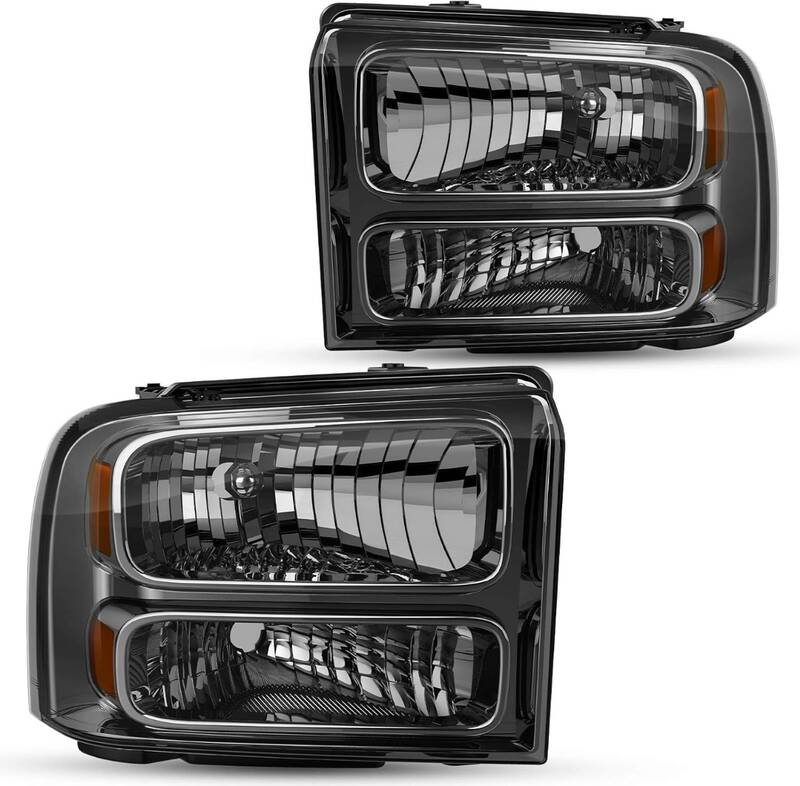YITAMOTOR® Headlights Assembly Compatible with 2005-2007 Ford F250 F350 F450 F550 Super Duty/ 2005 Ford Excursion Chrome Hou...