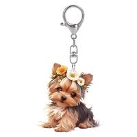 Cute Dog Design Acrylic Keychain, 1 Count Creative Flower Decor Keychain for Car Key, Bag Hoop Charm, Easter Gifts, Pet Pupp...