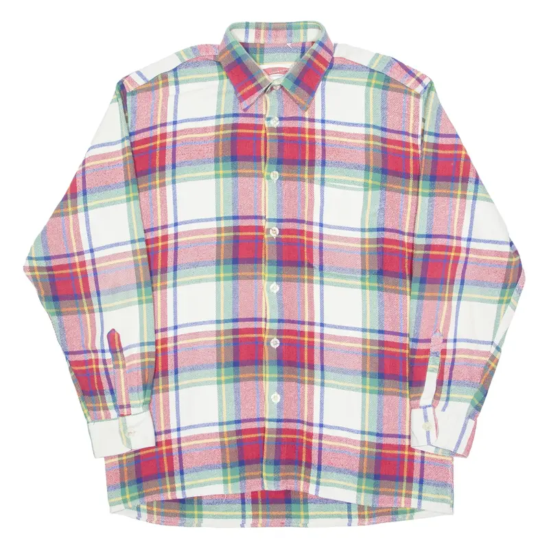 MARC THOMBARD Mens Flannel Shirt Red Check Long Sleeve L