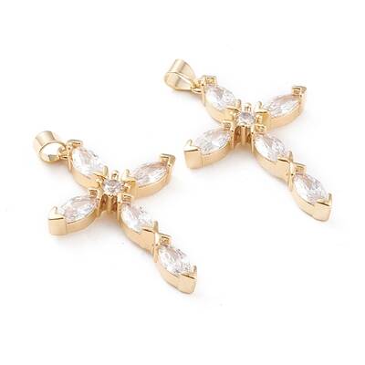 Brass Micro Pave Cubic Zirconia Pendants