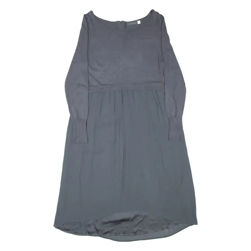 MINT VELVET Womens Day Dress Grey Viscose Long Sleeve Hi-Low L