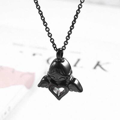 Angel with Heart Urn Ashes Pendant Necklace