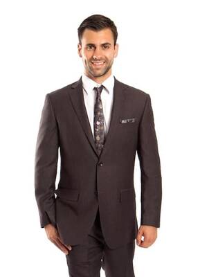 Grey 100% Wool Stripe  2 Button Suit