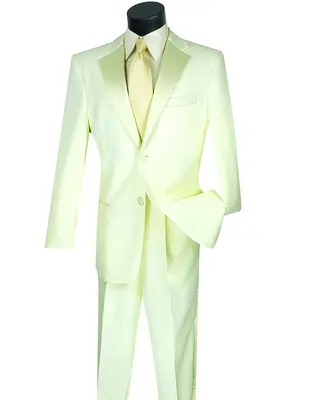 Mens Affordable 2 Button Classic Tuxedo Suit in Ivory