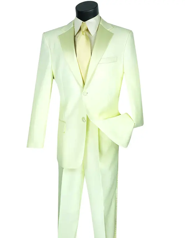 Mens Affordable 2 Button Classic Tuxedo Suit in Ivory