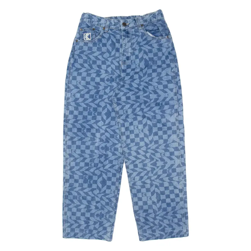 KARL KANI Check Swirl Womens Jeans Blue Regular Straight W24 L26