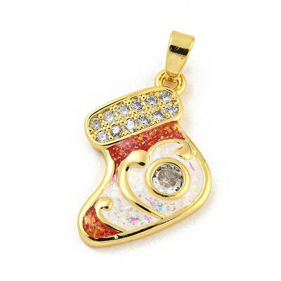 Christmas Brass Micro Pave Cubic Zirconia Pendant