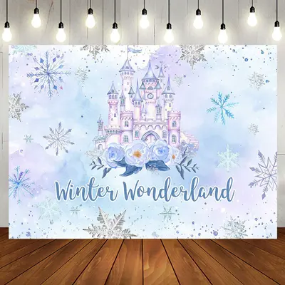 Aperturee Winter Wonderland Castle Snowy Birthday Backdrop | Happy Birthday Backdrop | Birthday Party Decorations | Backdrop ...