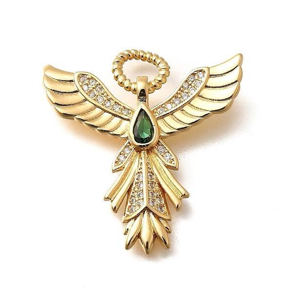 Brass Micro Pave Cubic Zirconia with Glass Pendants