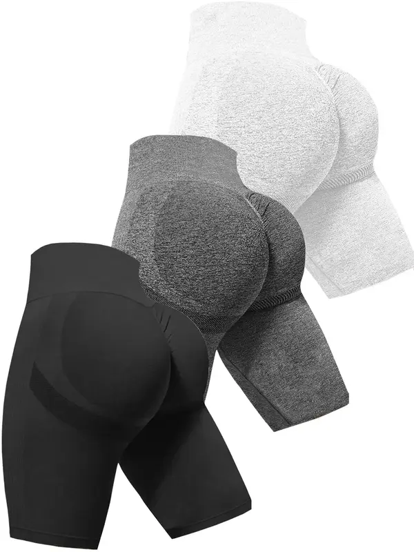 Women's Plain High Waist Sports Shorts, Women, Casual Sporty Comfy Breathable Seamless High Stretch Short Leggings for Yoga, ...