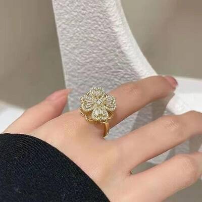 Brass Micro Pave Cubic Zirconia Cuff Finger Rings