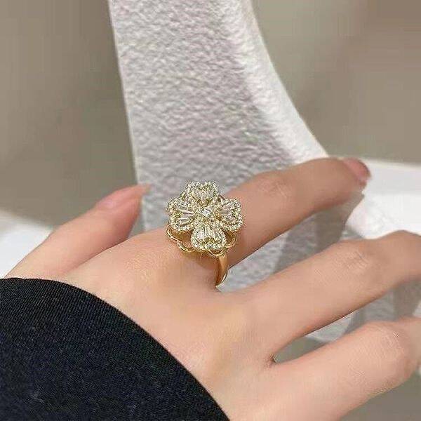 Brass Micro Pave Cubic Zirconia Cuff Finger Rings