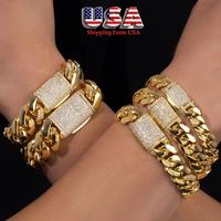 Men's Chunky Stainless Steel & Copper Miami Cuban Link Bracelet with Iced Out CZ Clasp – Bold Hip Hop Jewelry for Men, Wome...