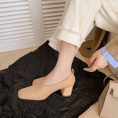 CHIKO Rebecca Square Toe Block Heels Pumps Shoes