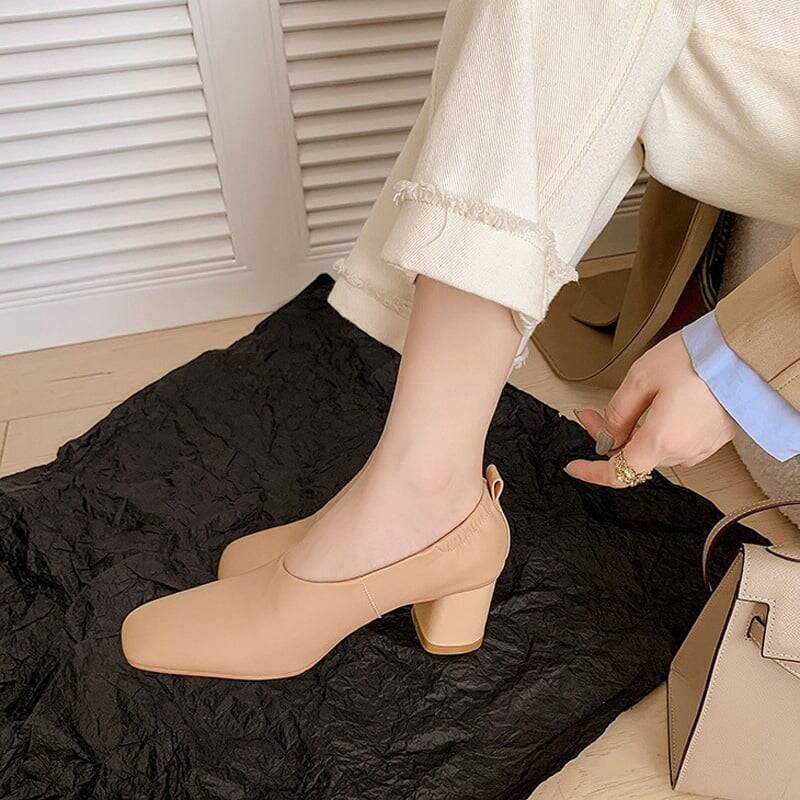 CHIKO Rebecca Square Toe Block Heels Pumps Shoes