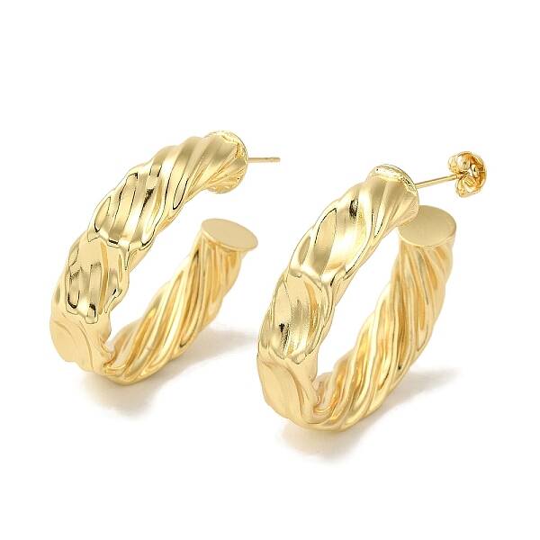 Rack Plating Twist Ring Brass Stud Earrings for Women