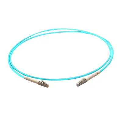 46456 Monoprice MM OM3 Fiber Optic Cable LC-LC UL 2mm 50/125 OFNR Simplex Aqua 3m