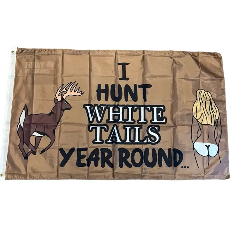 I Hunt White Tails Year Round flag big rack hunter Garage Decoration Hunting Gift for Fathers Backdrop  Wall Hanging Ornament...