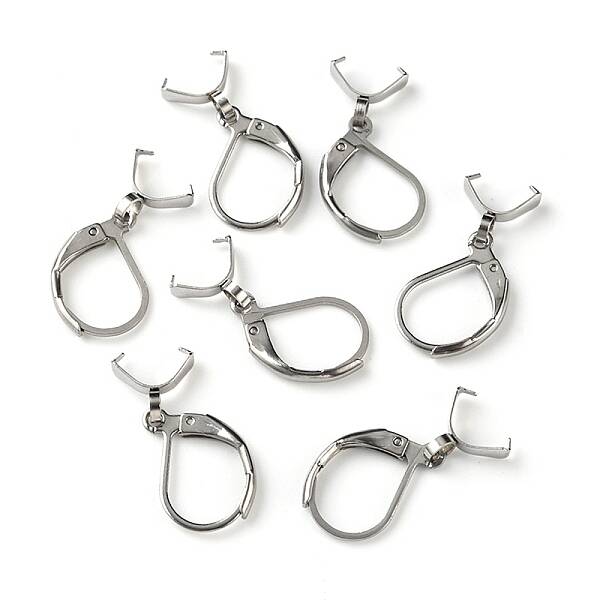 304 Stainless Steel Leverback Earring Findings with Pendant Bails