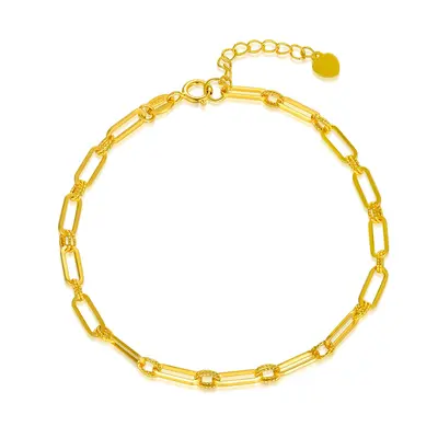 18K Gold Paper Clip Single Chain Anklet